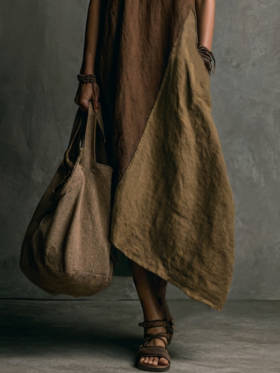 THALIA – ABITO LUNGO ASIMMETRICO IN PATCHWORK