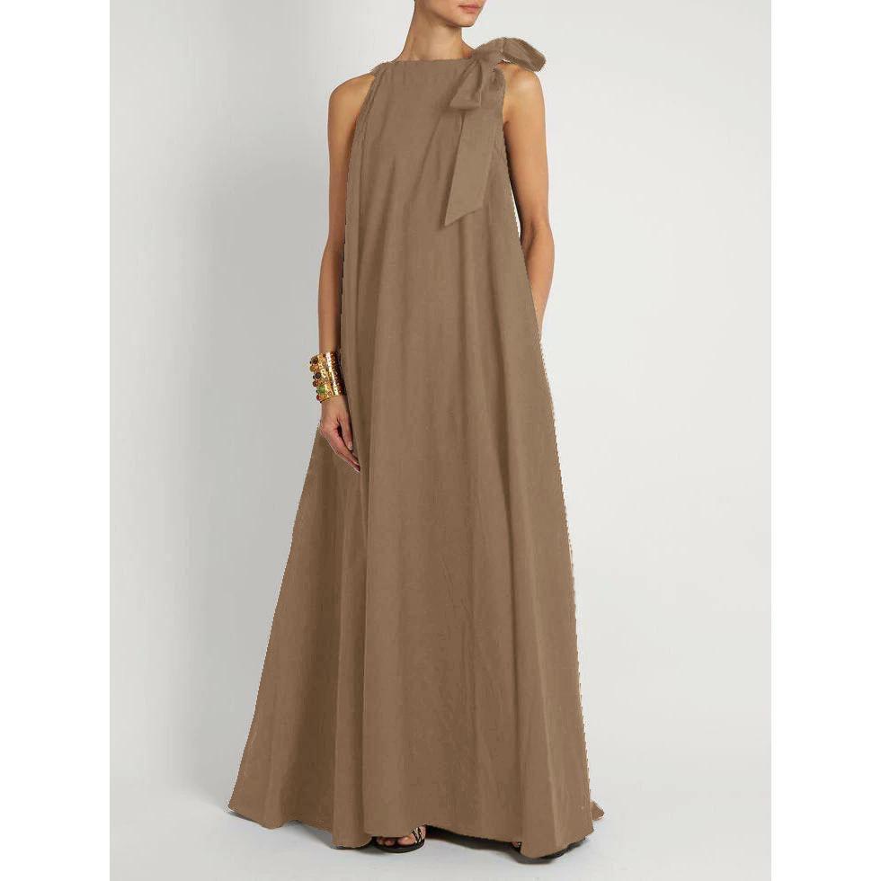 AMAYA | ABITO LUNGO FIOCCO SULLA SPALLA – ELEGANZA SEMPLICE