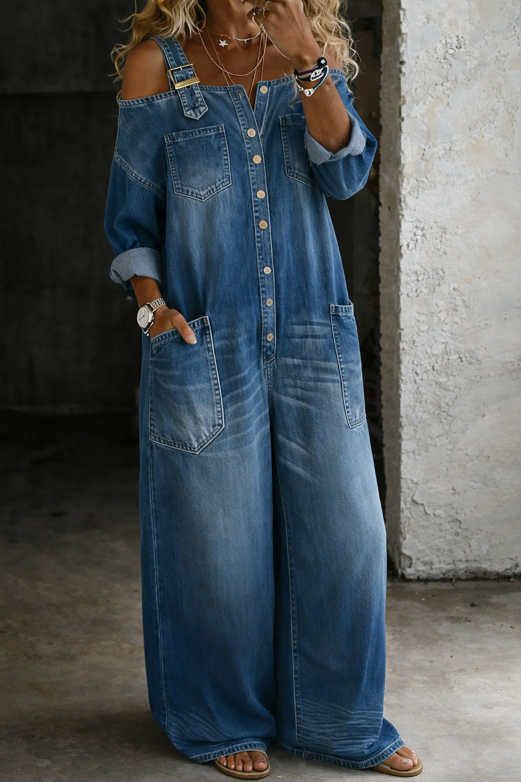 HARLEY - TUTA IN DENIM CON SPALLE SCOPERTE