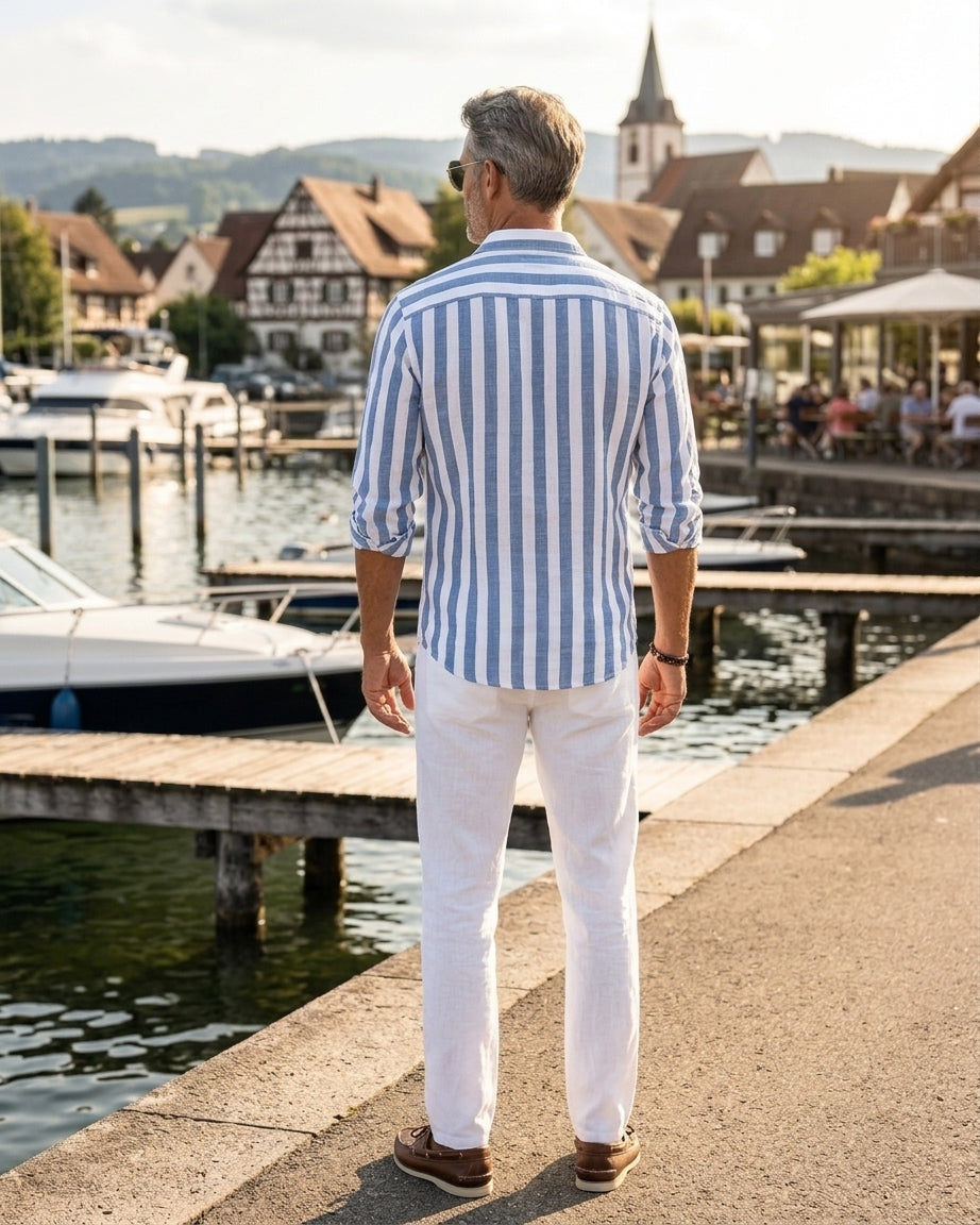 PHILIP - LUSSUOSA CAMICIA DI LINO A RIGHE