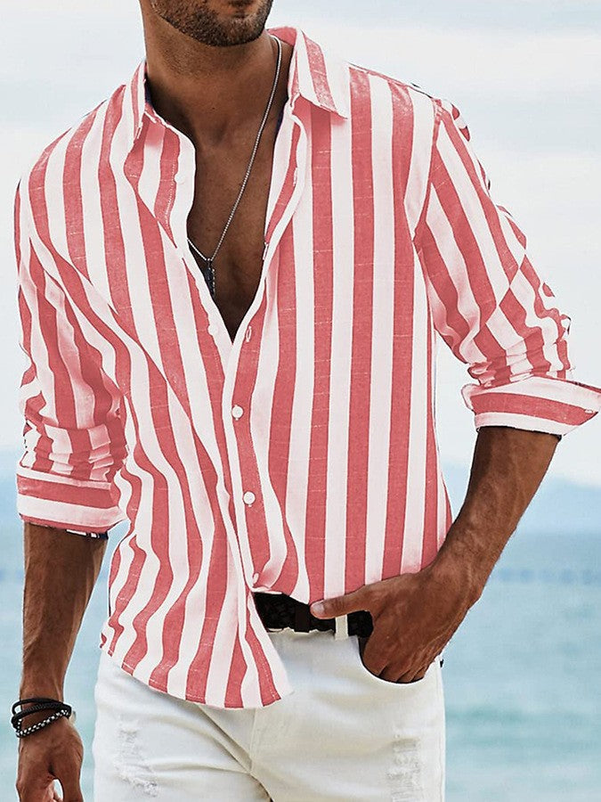 PHILIP - LUSSUOSA CAMICIA DI LINO A RIGHE