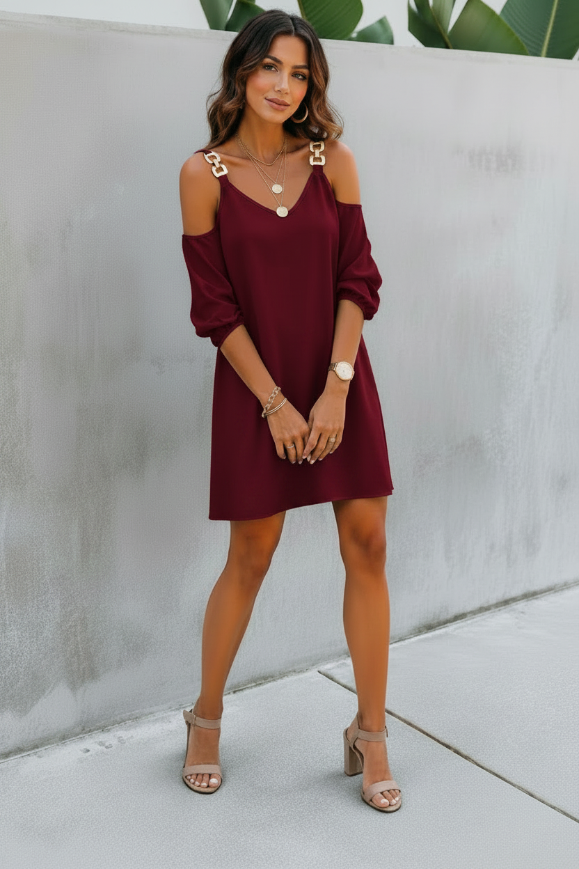 JASMIN | VESTITO | SPALLINE A CATENA DORATA