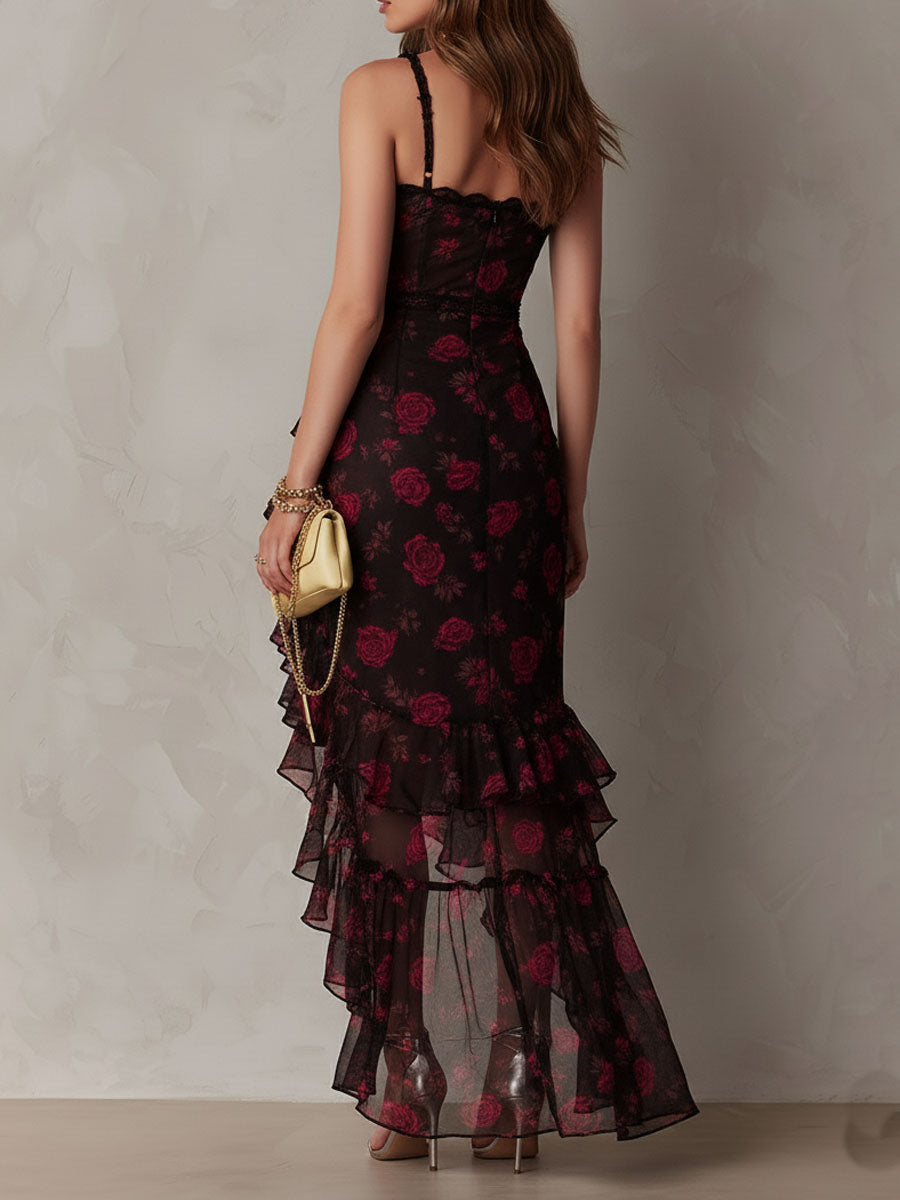 DEBBIE – ELEGANTE ABITO FLOREALE CON ORLO A VOLANT